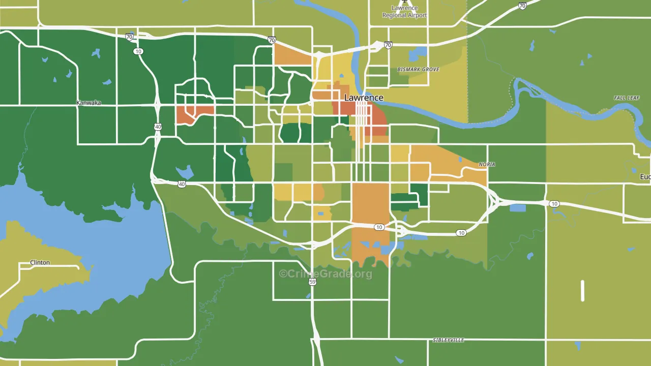 Douglas County, KS Map of Assault Rates