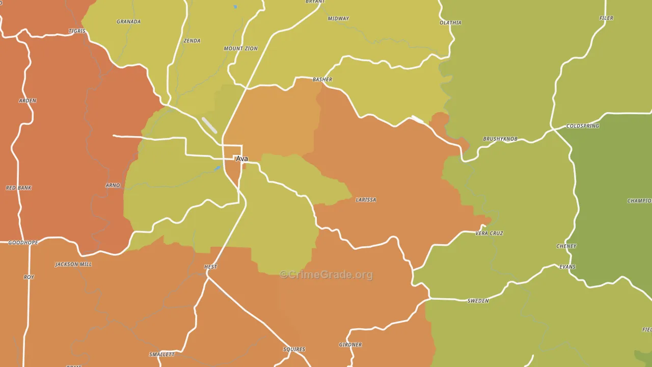 Douglas County, MO Map of Assault Rates