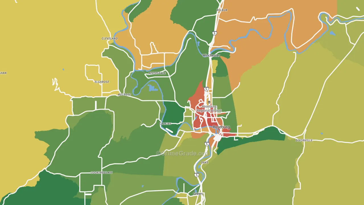 Douglas County, OR Map of Assault Rates