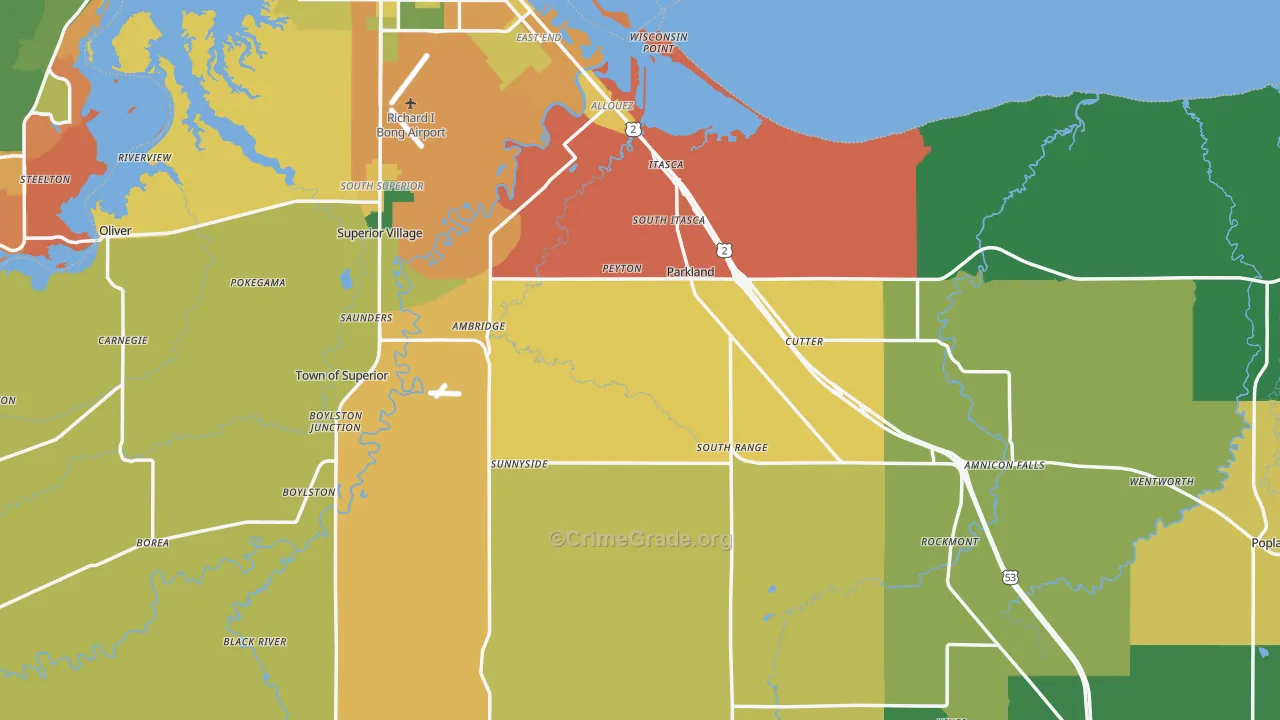 Douglas County, WI Map of Assault Rates