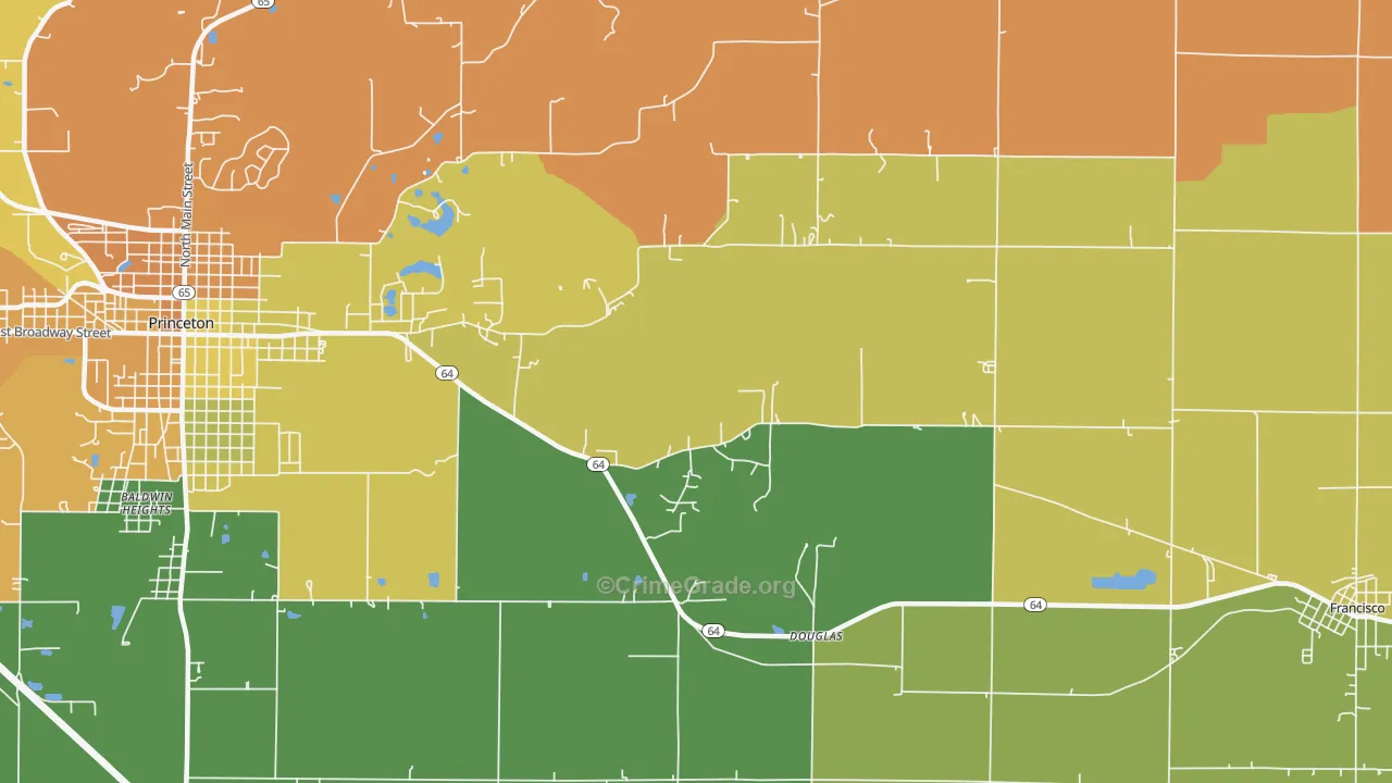 Douglas, IN Map of Assault Rates