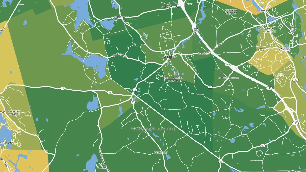 Douglas, MA Map of Assault Rates