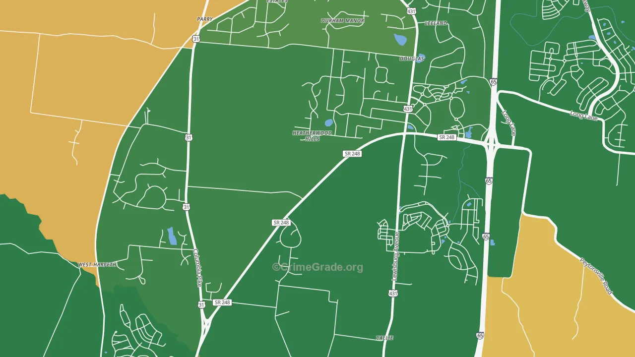 Douglas, TN Map of Assault Rates