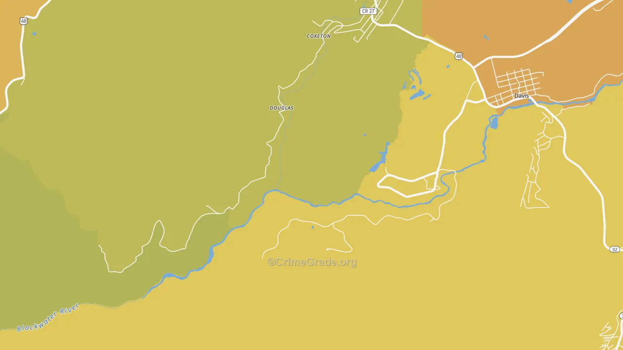 Douglas, WV Map of Assault Rates