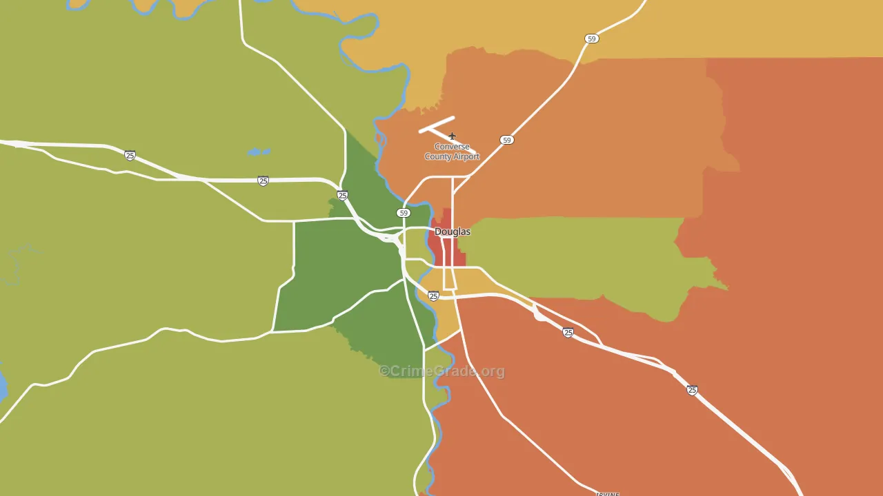 Douglas, WY Map of Assault Rates