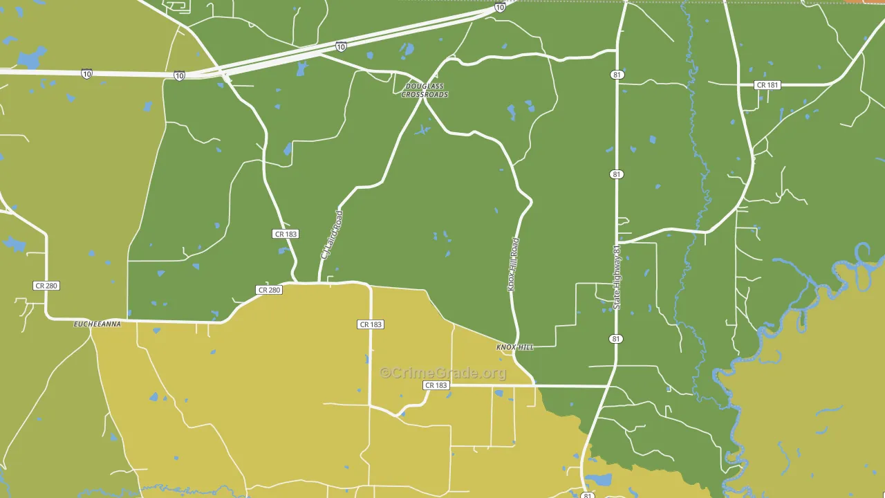 Douglass Crossroads, FL Map of Assault Rates