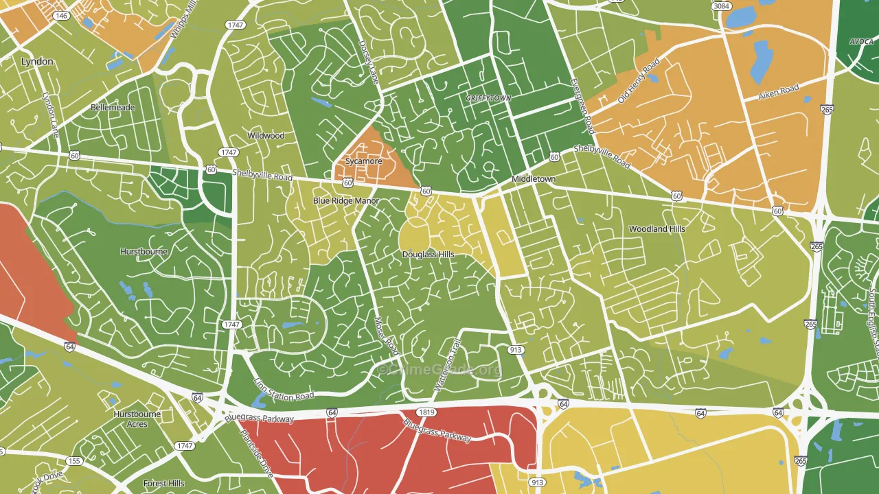 Douglass Hills, KY Map of Assault Rates
