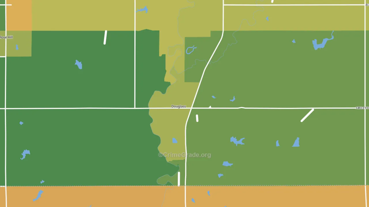 Douglass, KS Map of Assault Rates