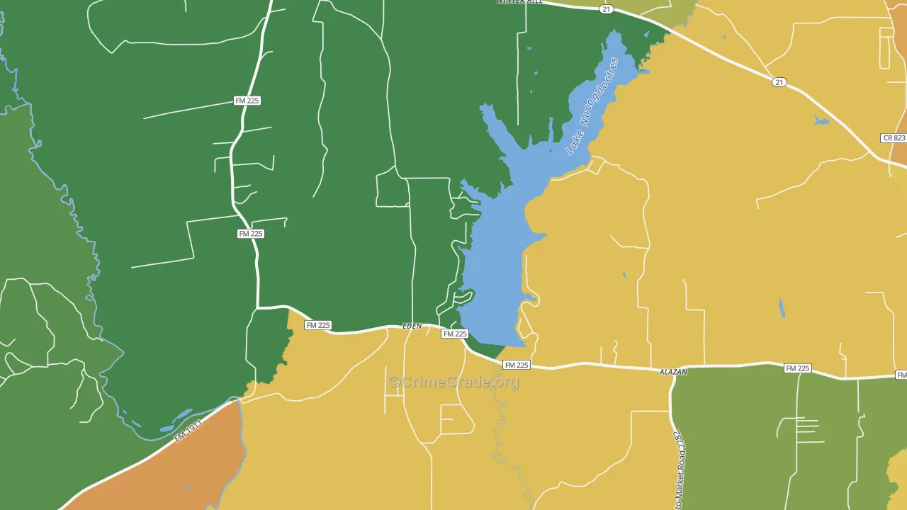 Douglass, TX Map of Assault Rates