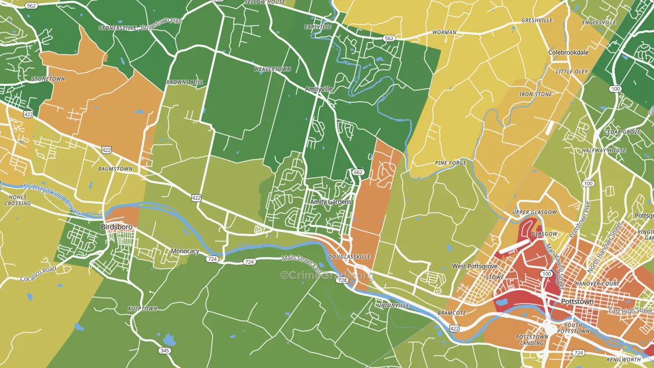 Douglassville, PA Map of Assault Rates