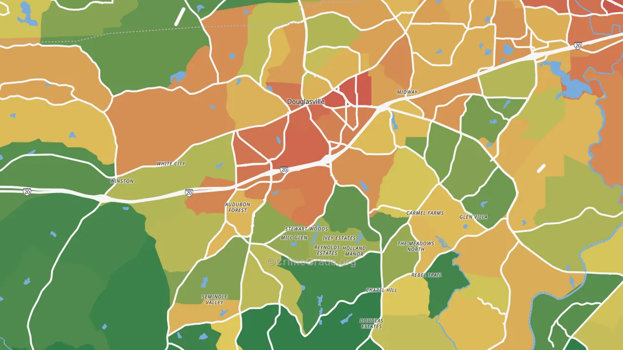 Douglasville, GA Map of Assault Rates