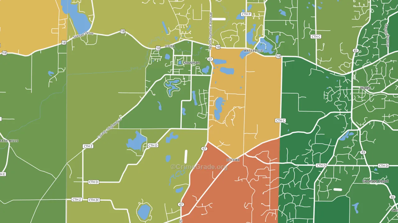 Dousman, WI Map of Assault Rates