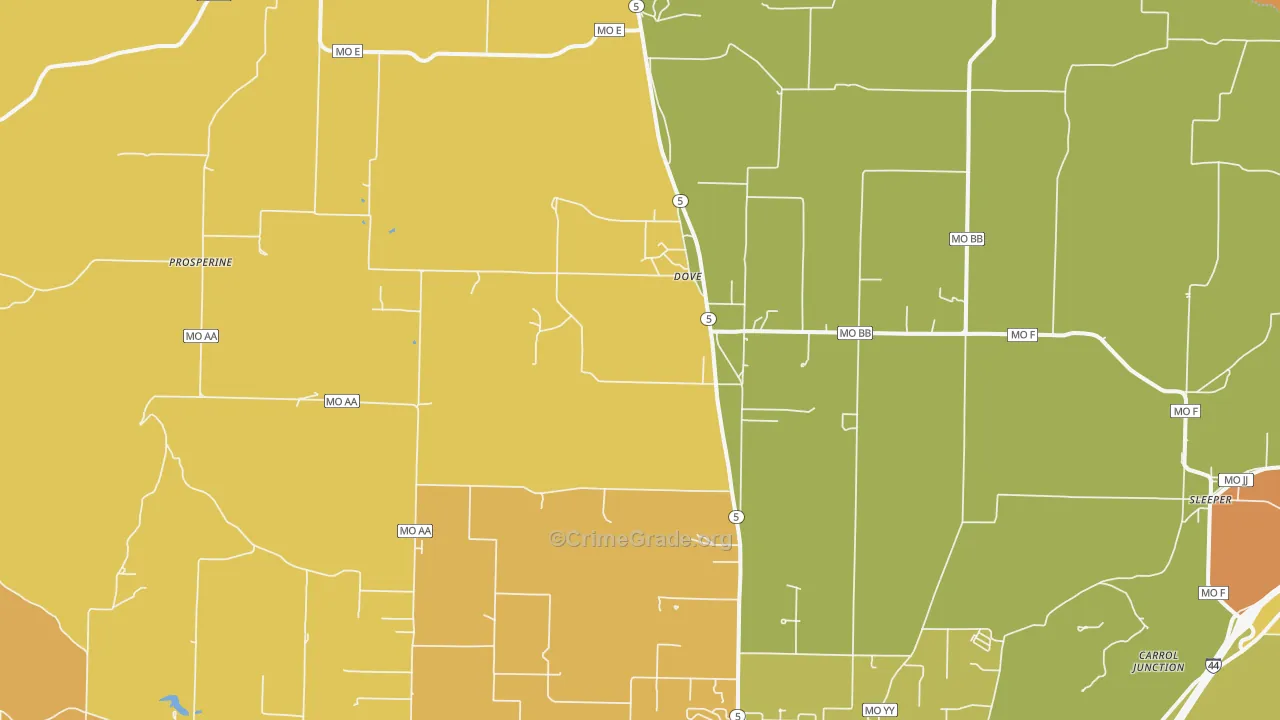 Dove, MO Map of Assault Rates