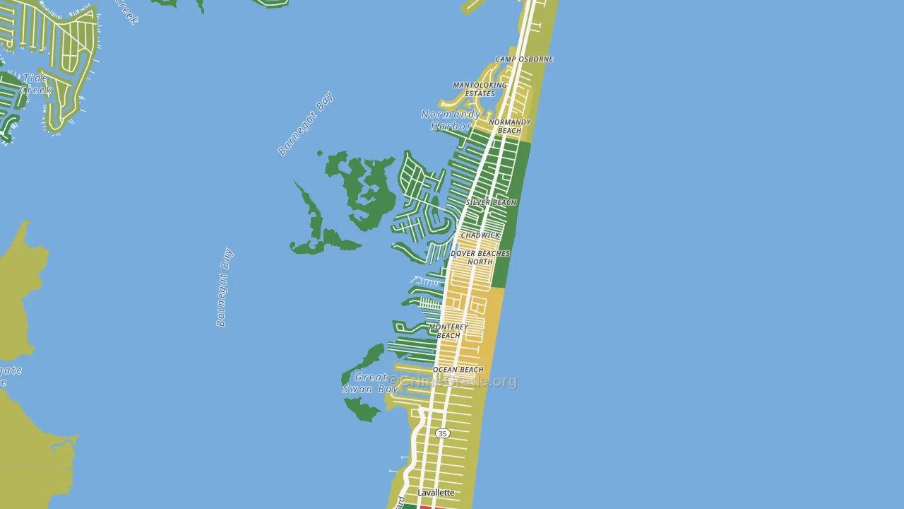 Dover Beaches North, NJ Map of Assault Rates