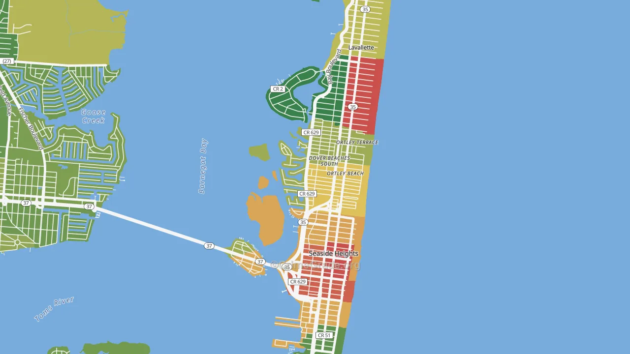 Dover Beaches South, NJ Map of Assault Rates