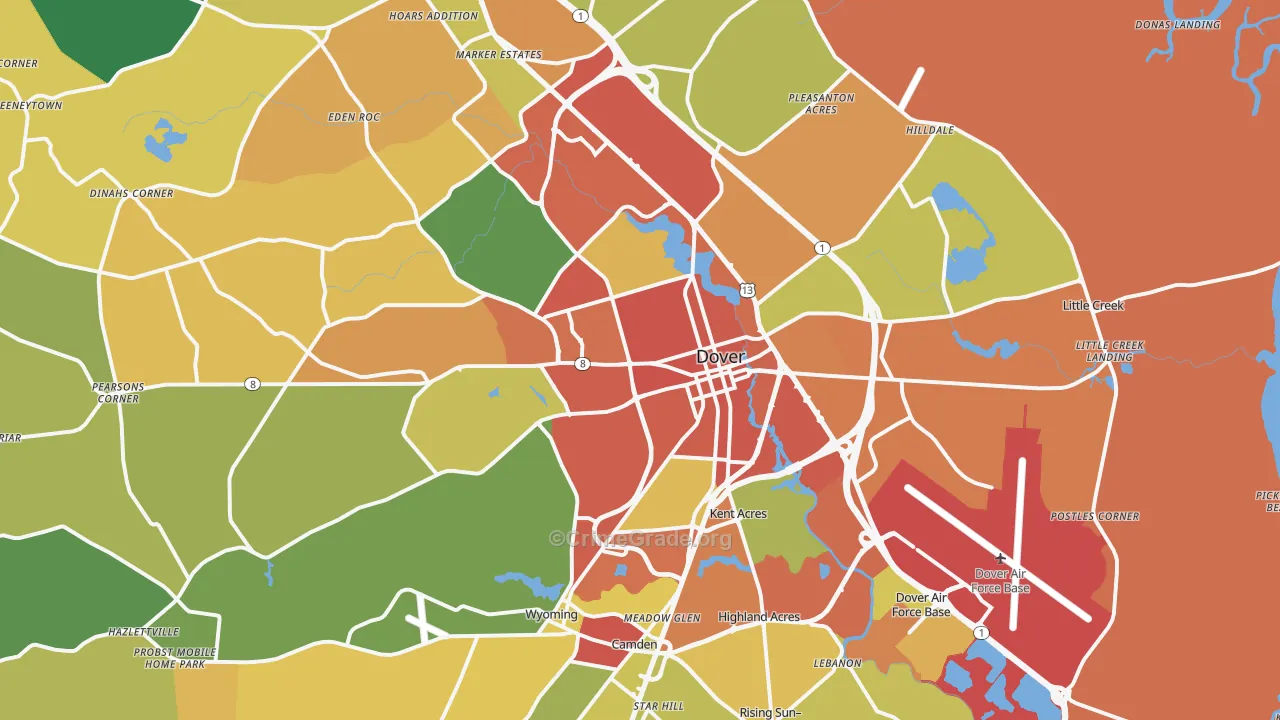 Dover, DE Map of Assault Rates