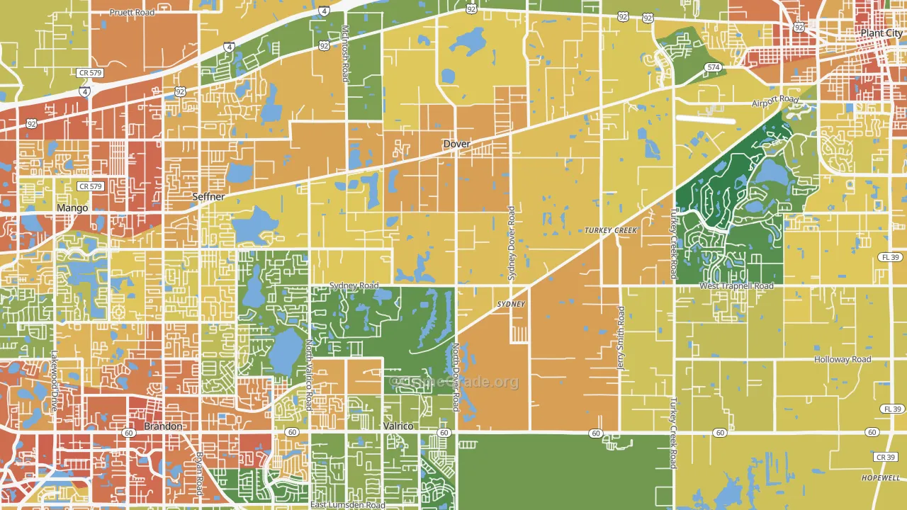 Dover, FL Map of Assault Rates