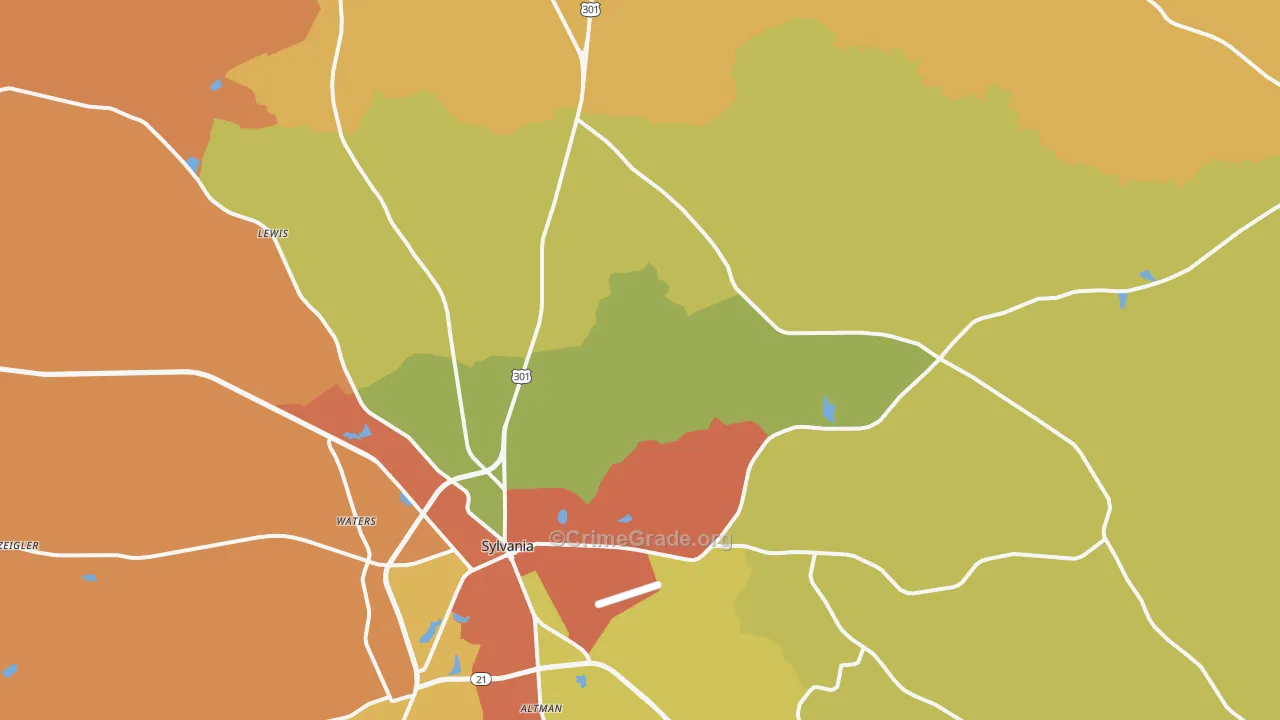 Dover, GA Map of Assault Rates