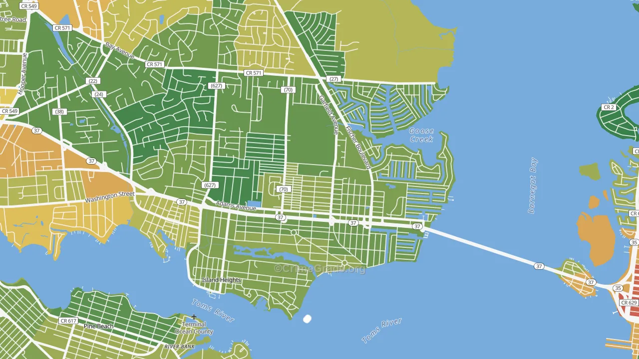 Dover Heights, Toms River, NJ Map of Assault Rates
