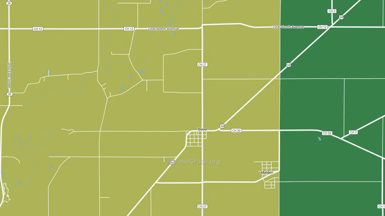 Dover, IL Map of Assault Rates
