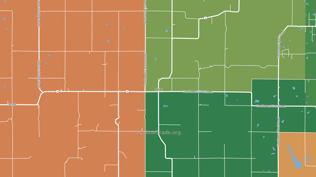 Dover, KS Map of Assault Rates