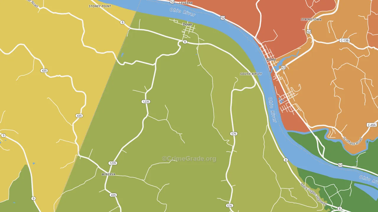 Dover, KY Map of Assault Rates