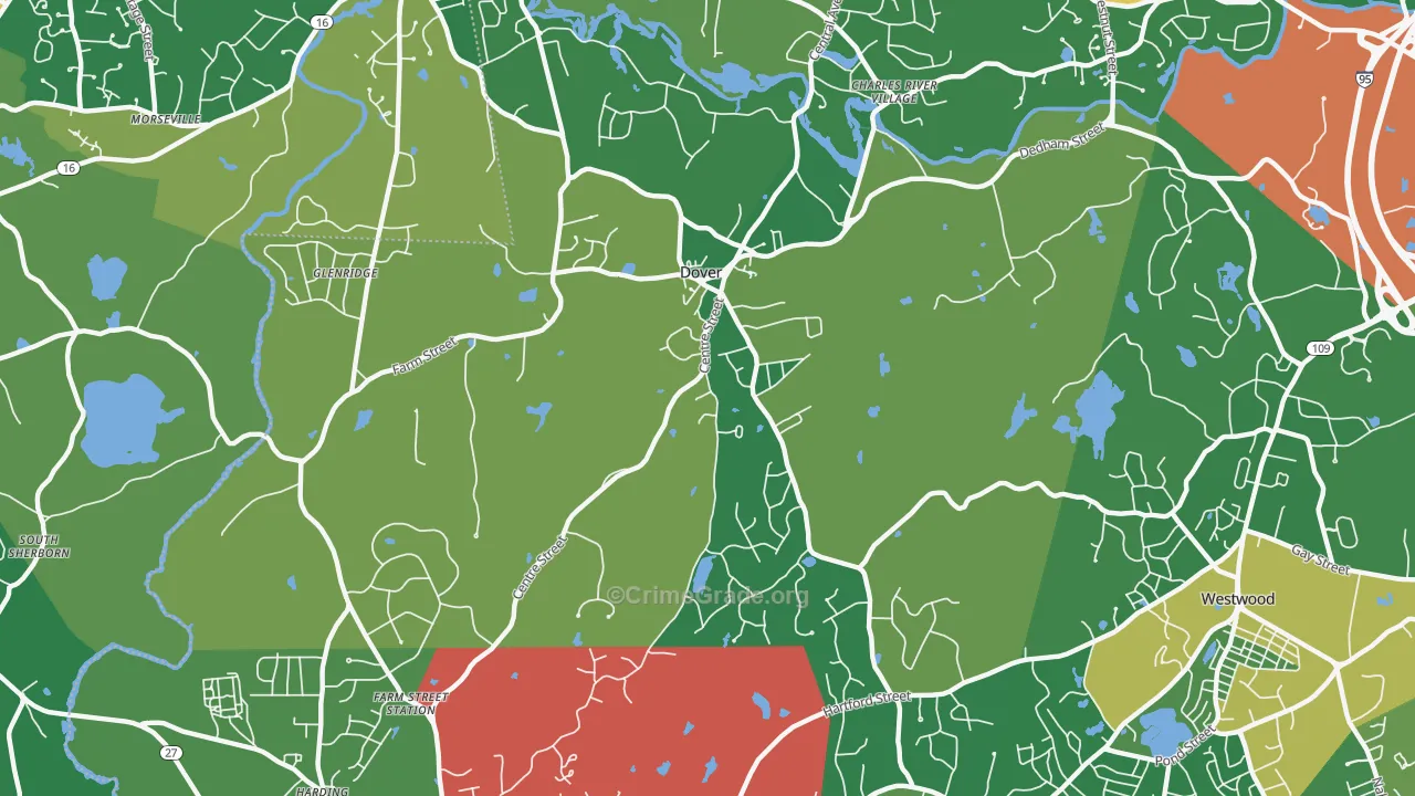 Dover, MA Map of Assault Rates