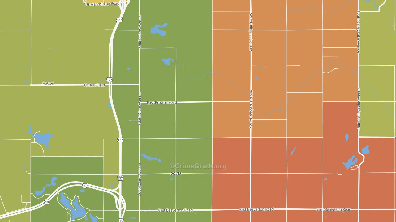 Dover, MI Map of Assault Rates
