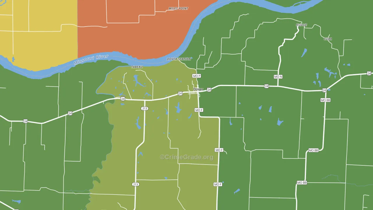 Dover, MO Map of Assault Rates