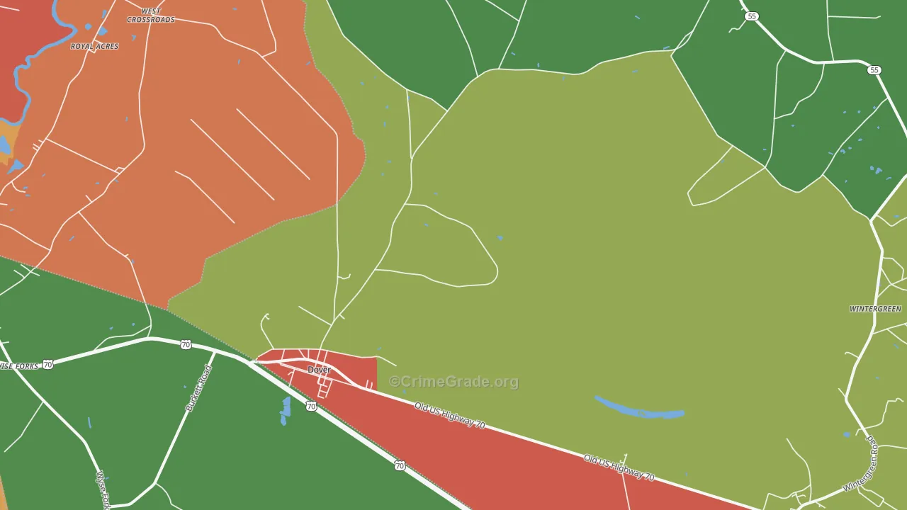 Dover, NC Map of Assault Rates