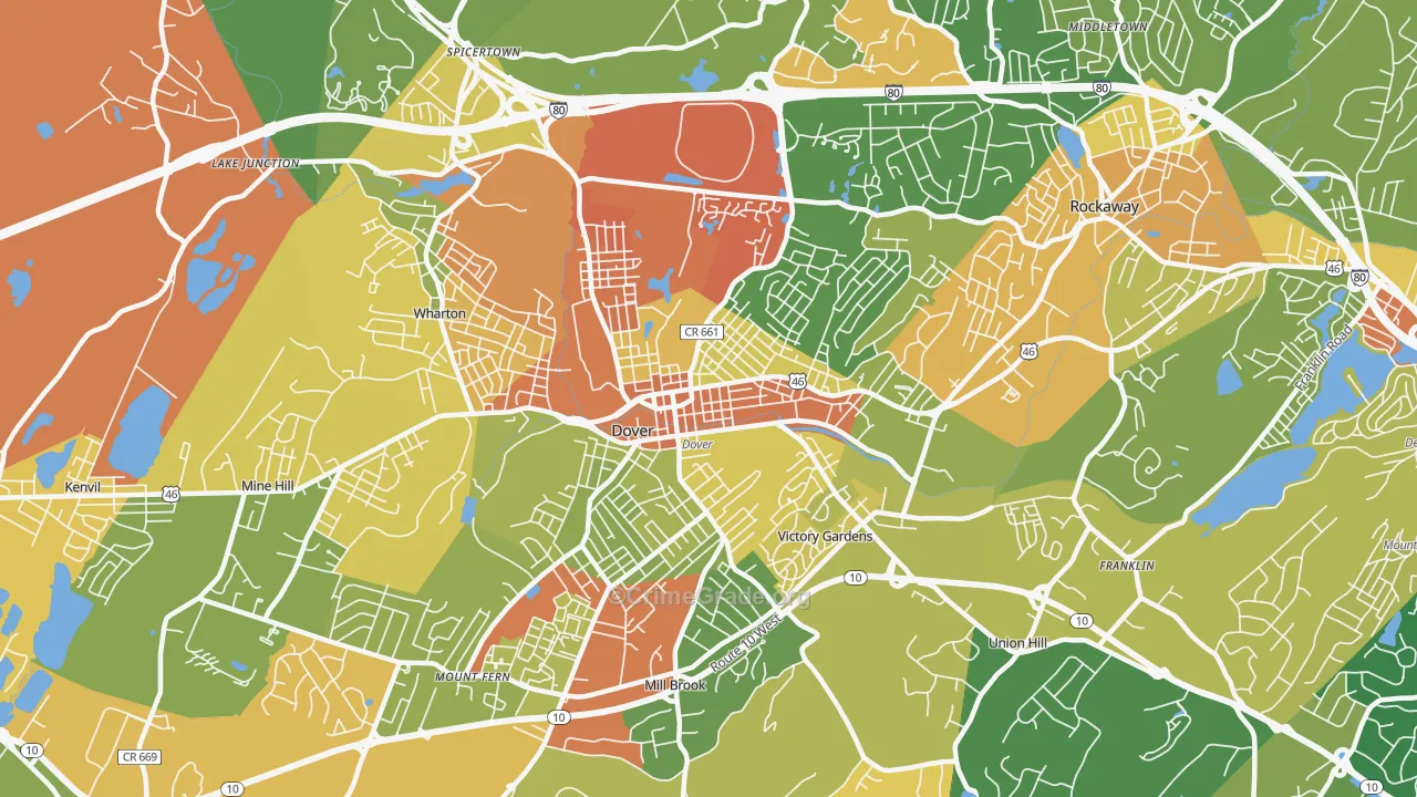Dover, NJ Map of Assault Rates