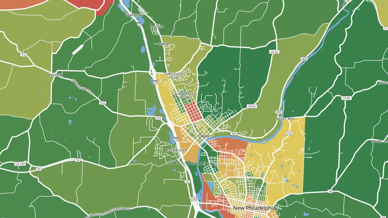 Dover, OH Map of Assault Rates