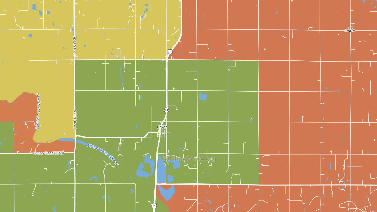 Dover, OK Map of Assault Rates