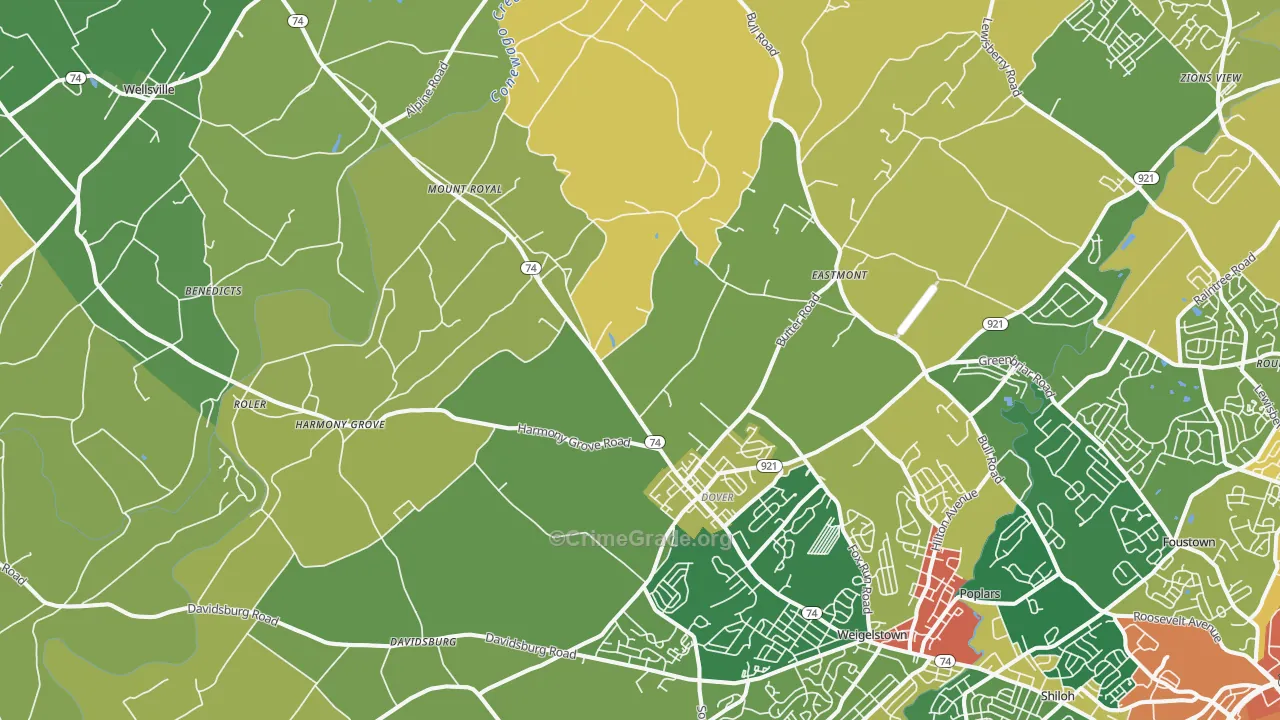 Dover, PA Map of Assault Rates