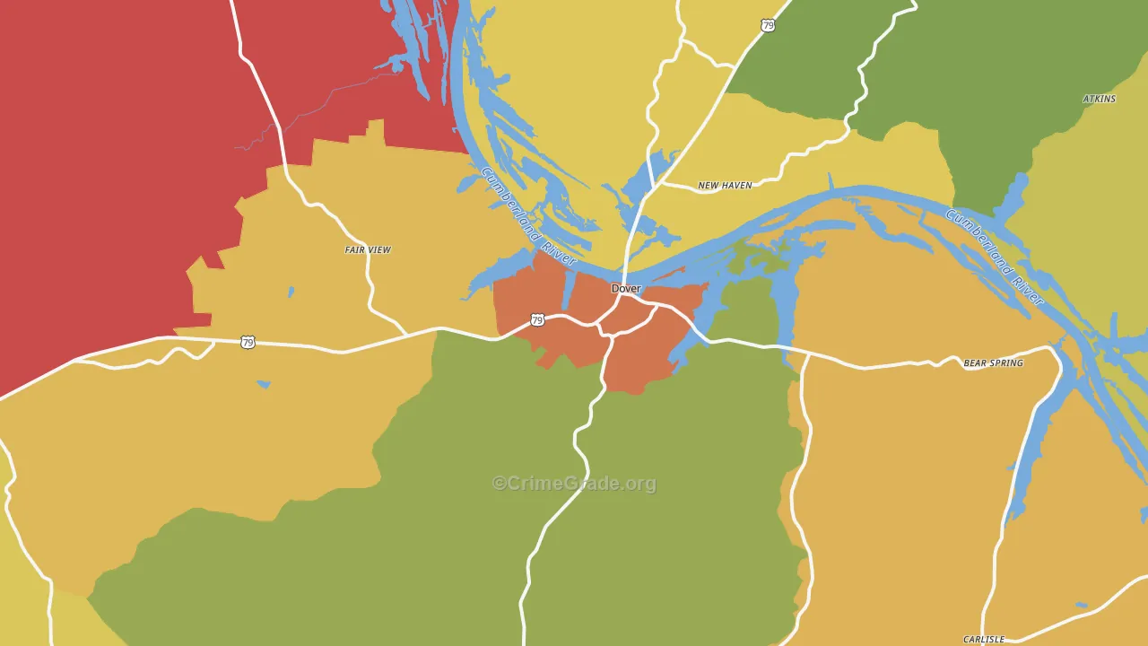Dover, TN Map of Assault Rates