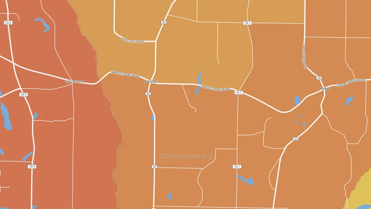 Doverel, GA Map of Assault Rates