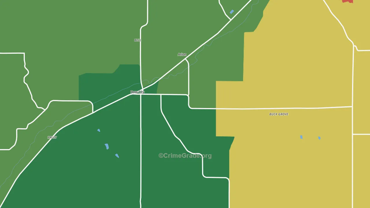 Dow City, IA Map of Assault Rates
