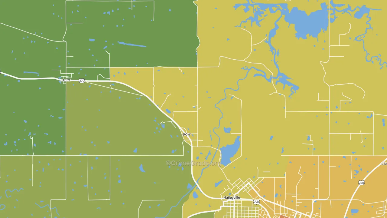 Dow, OK Map of Assault Rates