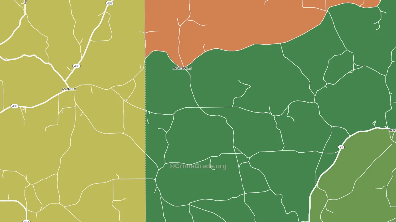Dowdville, MS Map of Assault Rates