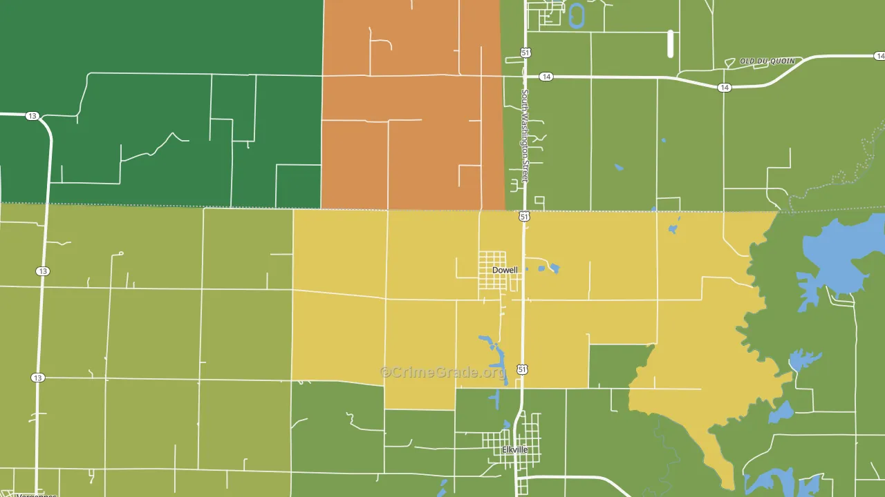Dowell, IL Map of Assault Rates