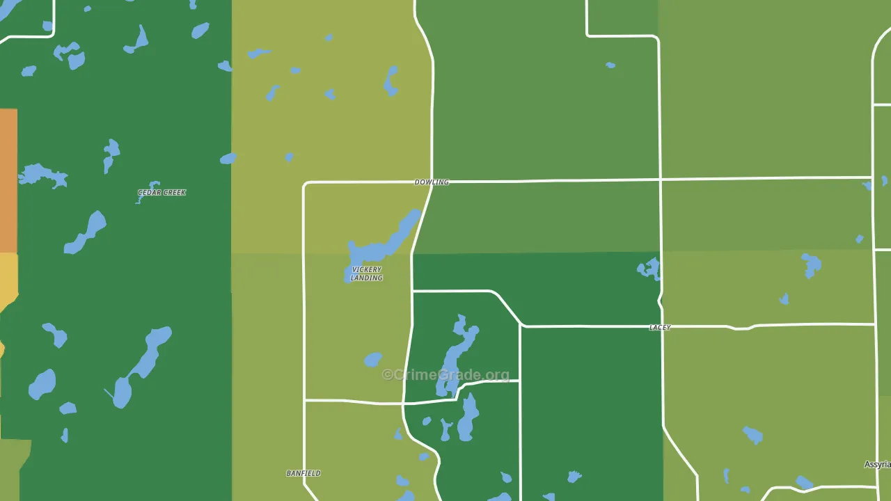 Dowling, MI Map of Assault Rates