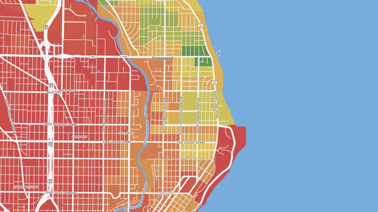 Downer Woods, Milwaukee, WI Map of Assault Rates