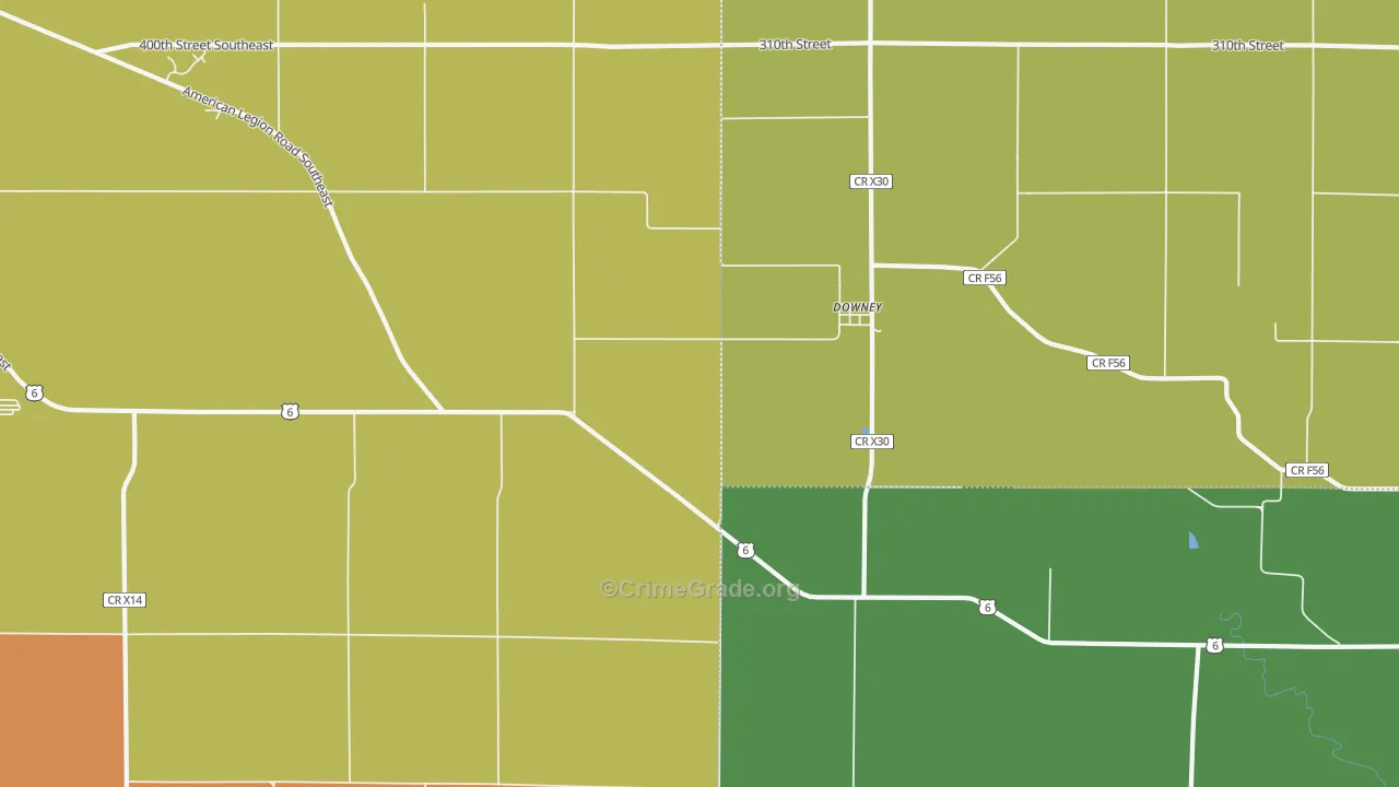 Downey, IA Map of Assault Rates