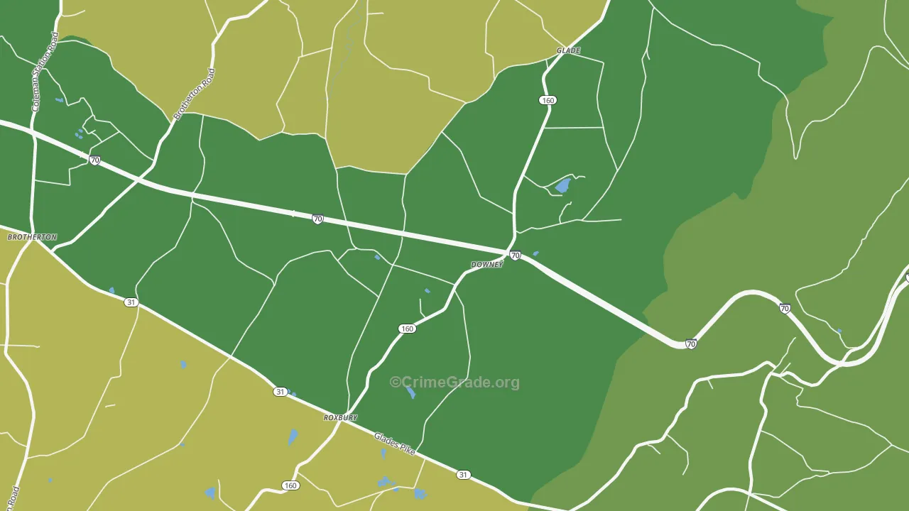 Downey, PA Map of Assault Rates