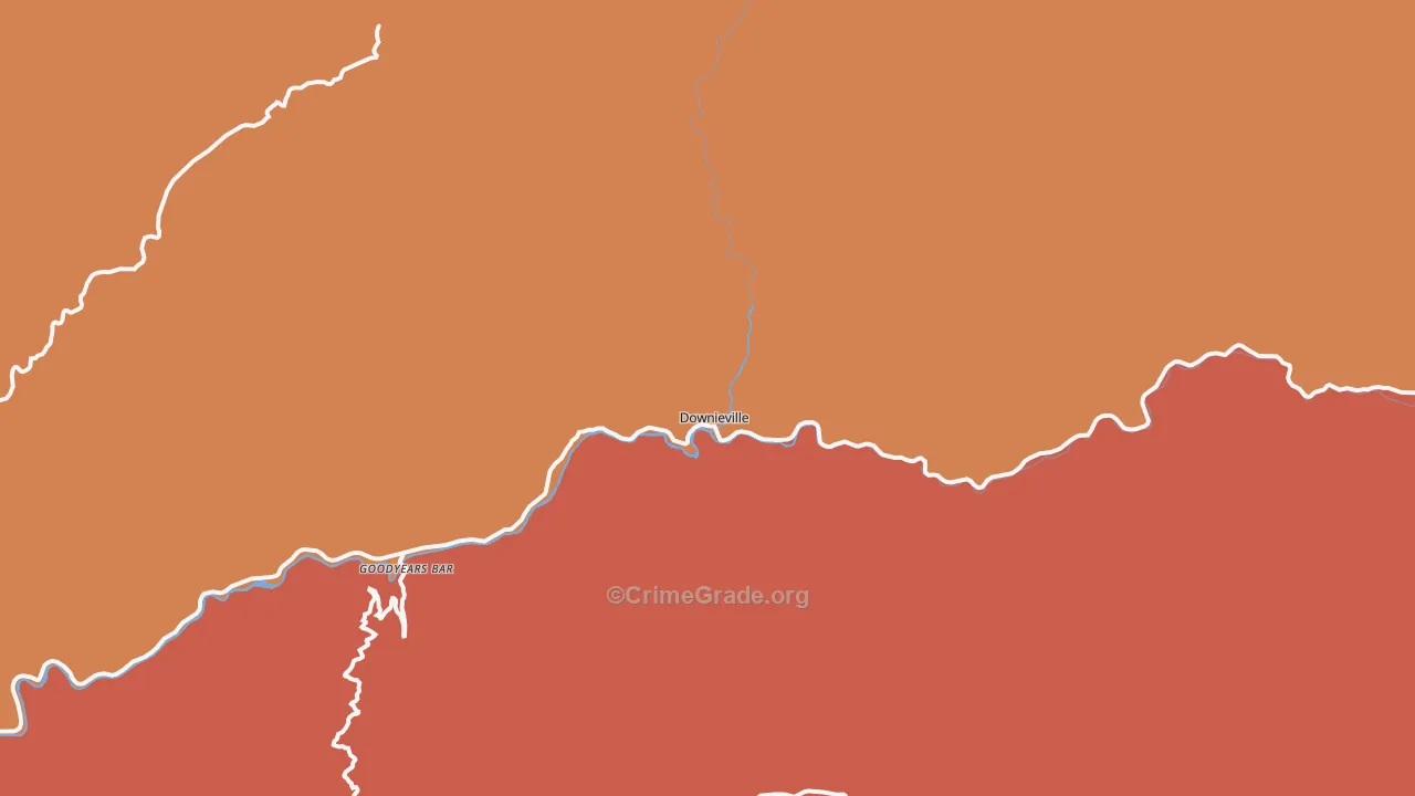 Downieville, CA Map of Assault Rates
