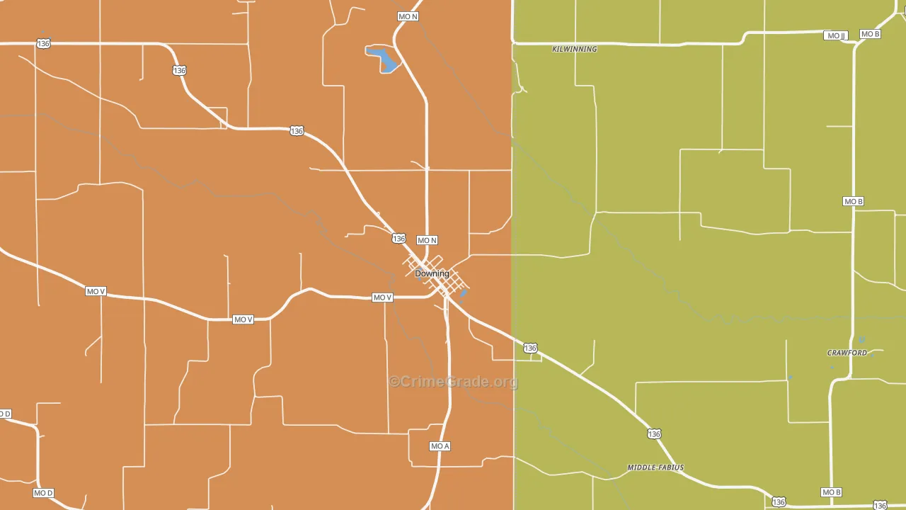 Downing, MO Map of Assault Rates
