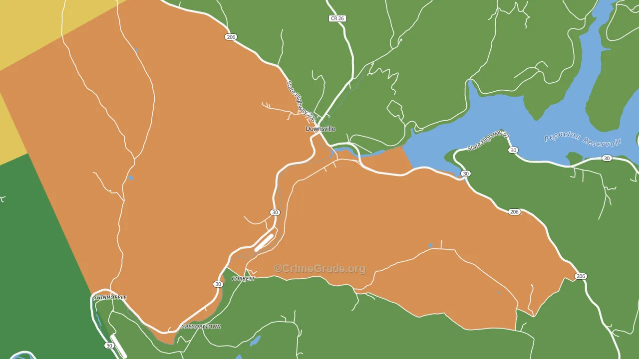 Downsville, NY Map of Assault Rates