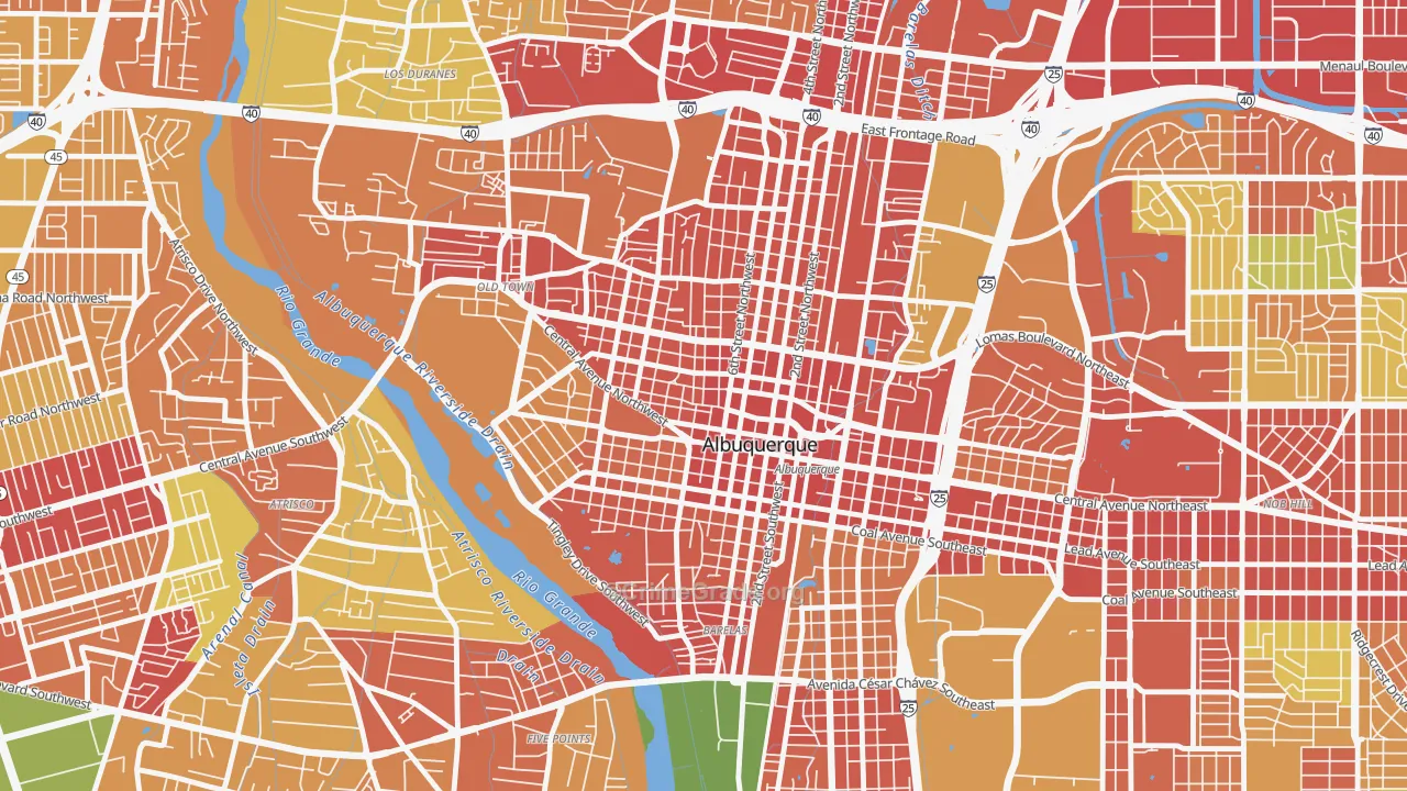 Downtown, Albuquerque, NM Map of Assault Rates