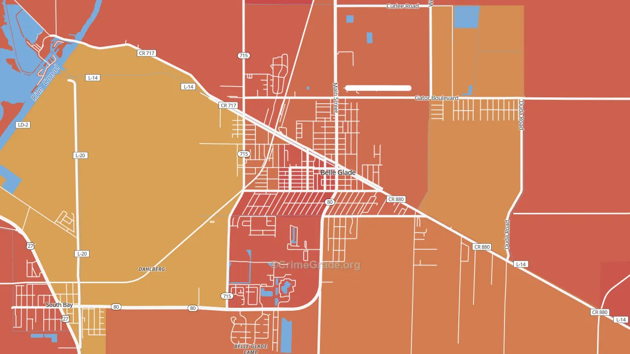 Downtown Belle Glade, Belle Glade, FL Map of Assault Rates