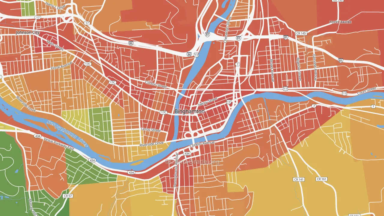 Downtown Binghamton, Binghamton, NY Map of Assault Rates